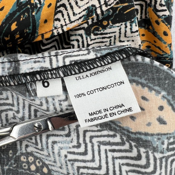 ULLA JOHNSON Amira Midi Dress Womens 6 White Green Portofino Printed Cotton - Picture 12 of 16